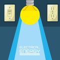 Flat bulb concept electrical energy Royalty Free Stock Photo