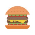 Flat Burger or Cheeseburger Fast Food Icon
