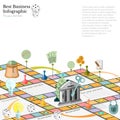 Flat business infographic background with financial board game