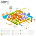 flat business maze infographic background with finanial board game Royalty Free Stock Photo