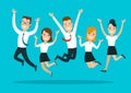 Flat business people happy jumping characters vect Royalty Free Stock Photo