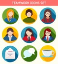 Flat Business Teamwork Icons Set.