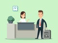 Flat businessman baggage in hotel reception Royalty Free Stock Photo