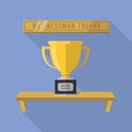 Flat Businessman Gold Trophy Color Illustration