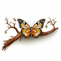 Flat butterfly flying on white background Royalty Free Stock Photo