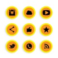 flat button designs of camera, like, messenger bird, phone receiver, website share