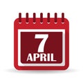 Flat calendar apps icon. 7 april World Health Day