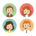 Flat Call Center Avatar Set Royalty Free Stock Photo