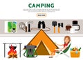 Flat Camping Elements Set Royalty Free Stock Photo