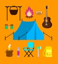 Flat Camping Icons Set Royalty Free Stock Photo