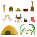 Flat Camping Icons Set Royalty Free Stock Photo