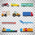 Flat car icons on transparent background Royalty Free Stock Photo