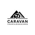 flat CARAVAN silhouette car building logo design