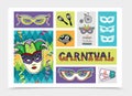 Flat Carnival Festive Elements Set