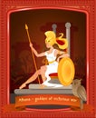 Flat Cartoon Athena Goddess of Victorious War.