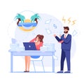 Flat cartoon boss manager employee characters,procrastination at work vector illustration concept Royalty Free Stock Photo