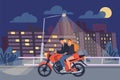 Flat cartoon characters riding motorcycle,vector illustration concept Royalty Free Stock Photo