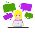 Flat cartoon Cloud text bubble dialog. Conversation and Talk