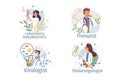 Flat cartoon doctor characters set vector illustration concept Royalty Free Stock Photo