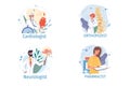 Flat cartoon doctor characters set vector illustration concept Royalty Free Stock Photo