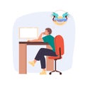 Flat cartoon employee character procrastination at work vector illustration concept