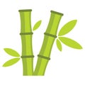 Flat cartoon green bamboo icon isolated on white background