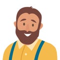 Flat cartoon happy man vector icon. Fat man icon illustration. Hipster character Royalty Free Stock Photo