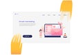 Flat cartoon icon with email marketing business landing page template for concept design with characters. Royalty Free Stock Photo