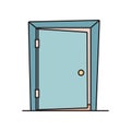 Flat cartoon icon with slightly open, ajar door Royalty Free Stock Photo