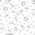 Flat cartoon illustration background of microbes and bacteria. Royalty Free Stock Photo