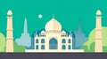 Taj Mahal Flat cartoon - Generative AI