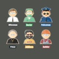 Flat cartoon image of different proffesion character Royalty Free Stock Photo