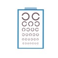 Flat cartoon medical optotype,eye chart to measure visual acuity,health care vector illustration concept