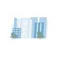 Flat cartoon modern cityscape buildings,city exterior elements vector illustration concept