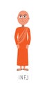 Flat cartoon monk represents INFJ personality