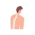 Flat cartoon person spine,human skeleton anatomy,educational material vector illustration concept