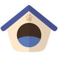 Flat cartoon pet house. Icon for cat or dog Royalty Free Stock Photo
