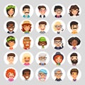 Flat Cartoon Round Avatars on White