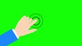 Flat Cartoon style hand touch animation on green background. 4K