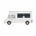 Flat cartoon style illustration of white food truck vector icon. Delivery white blank food box truck isolated on white background Royalty Free Stock Photo