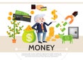 Flat Cash Icons Composition