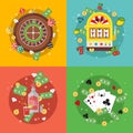 Flat Casino set Royalty Free Stock Photo