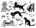 Flat cats set. Vector illustration in children's minimalistic st