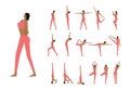 Set with beautiful woman in poses of yoga.