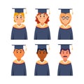 flat character graduation illustration set