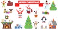 Flat characters large selection of santa claus