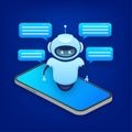 Flat chat bot for web design. Flat isometric vector illustration. Artificial intelligence Royalty Free Stock Photo