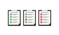 Flat check list vector icon set. Check list tasks completed and not completed