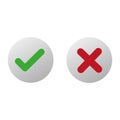 Flat check mark cross icons. Vector illustration. Royalty Free Stock Photo