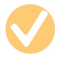 Flat check mark icon in orange circle. Vector illustration Royalty Free Stock Photo